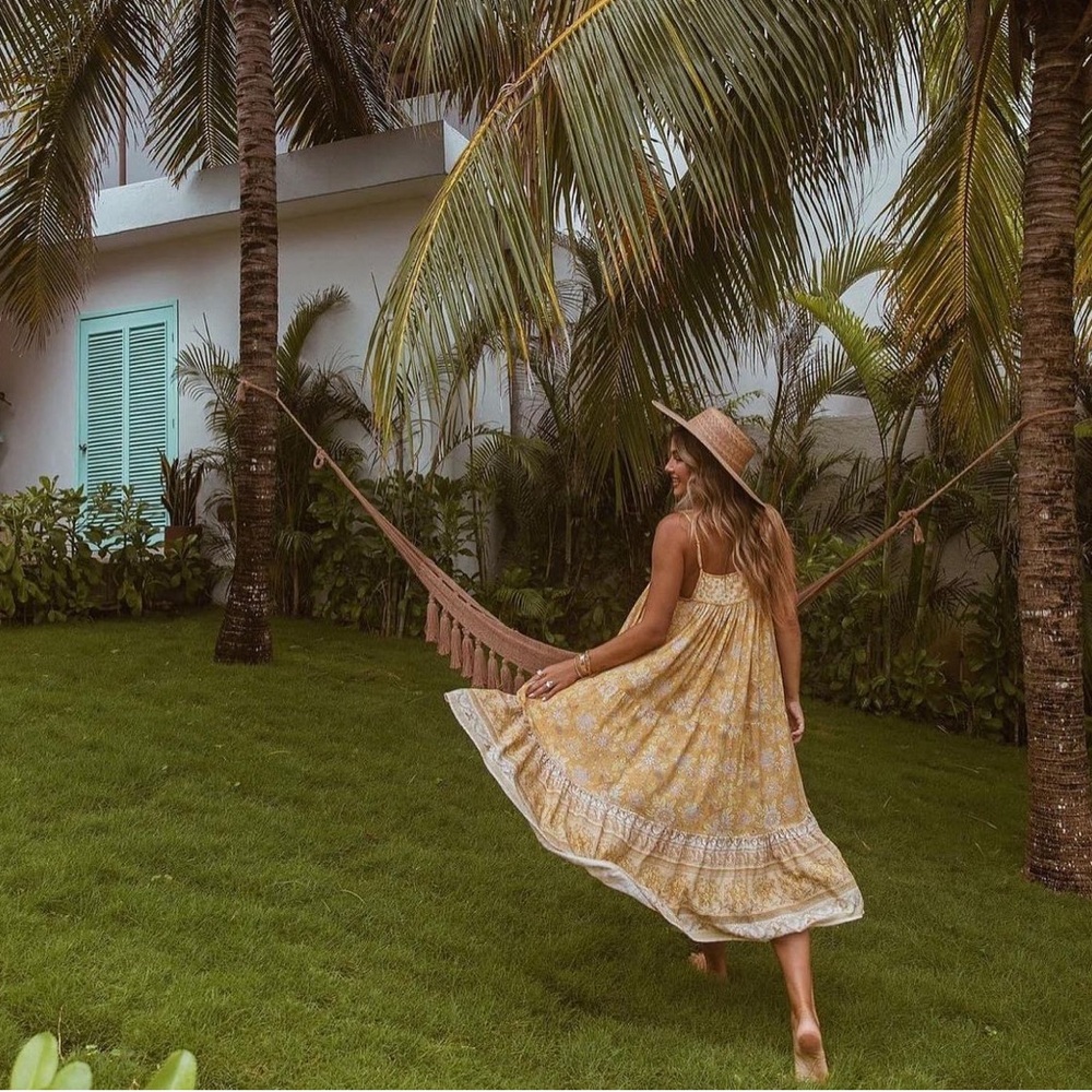 Spell Mossy Strappy Midi Dress in Lemonade 🍋 XS - Picture 3 of 11